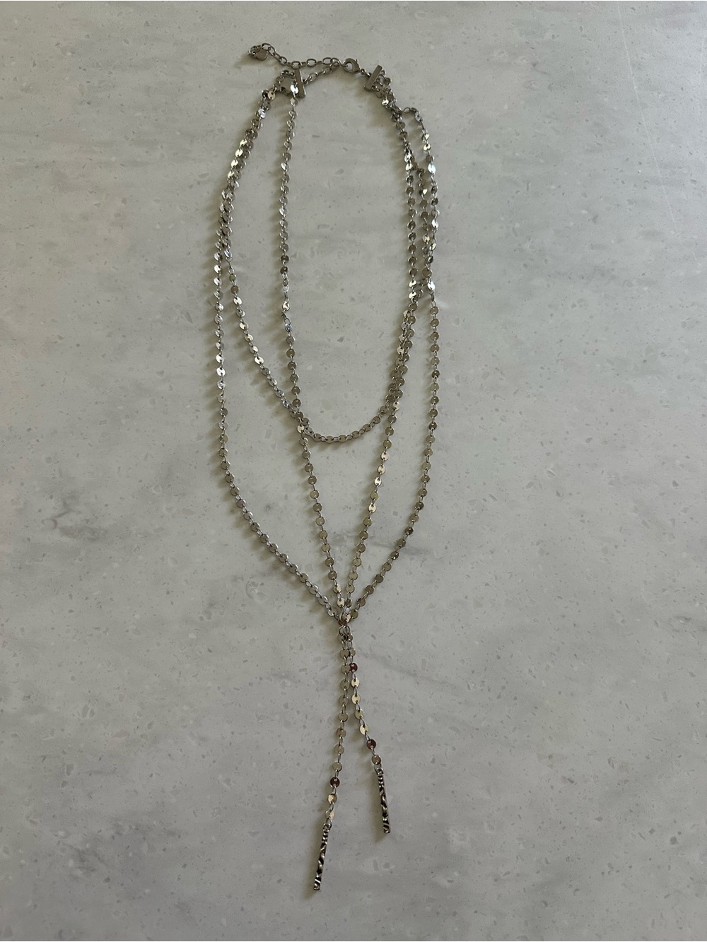 BaubleBar Silver Disc Triple Strand Layered Y-Drop Necklace